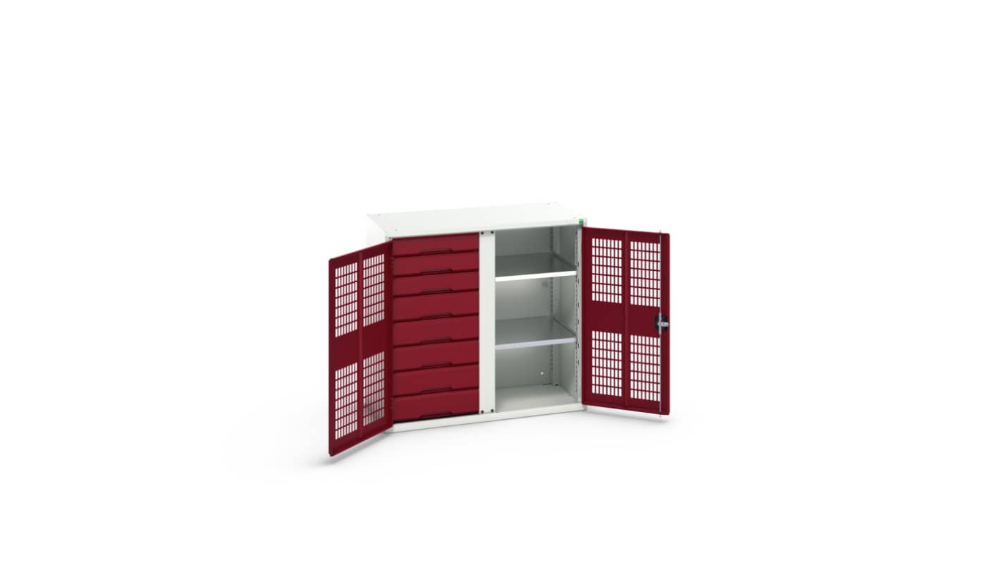 Bott 2 Door, 8 Drawer Sheet Steel Cupboard, 1050 x 550 x 1000mm