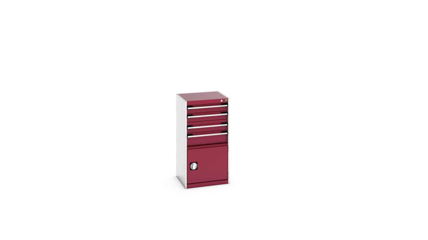 Bott 4 Cabinet, Steel, 1000mm x 525mm x 525mm, Light Grey, Red