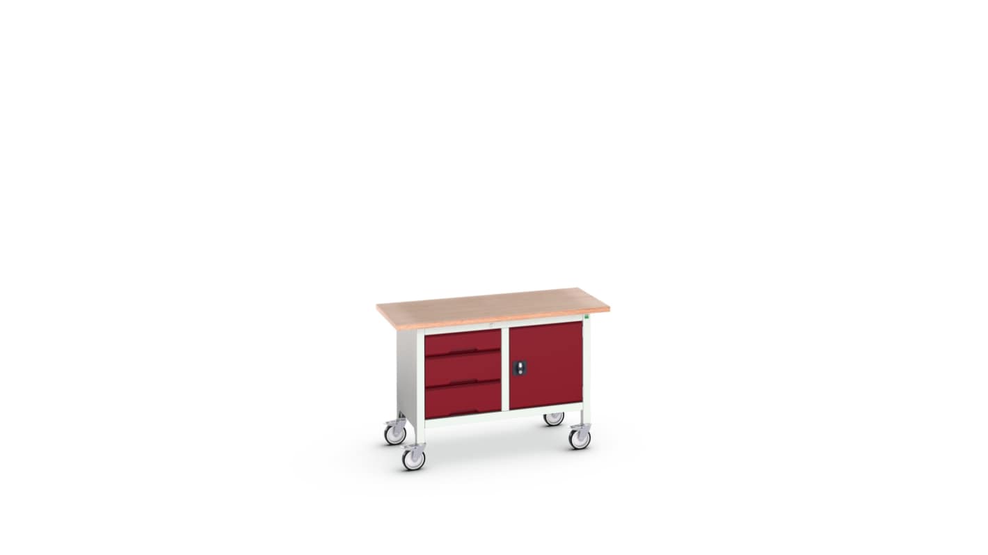 Bott 1 Door, 3 Drawer Sheet Steel Floor Standing Storage Cabinet, 1250 x 600 x 830mm