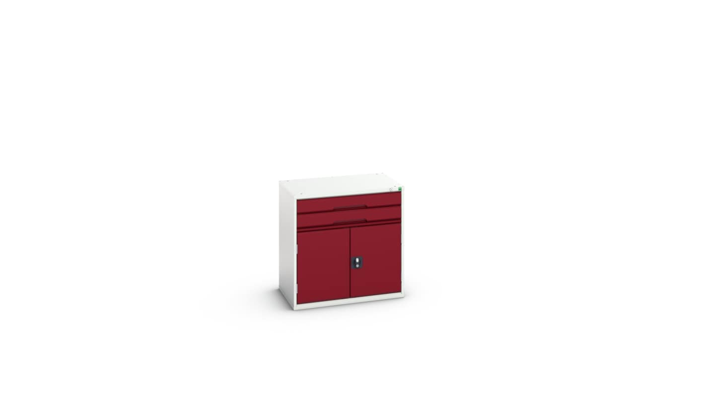 Bott 2 Cabinet, Steel, 800mm x 800mm x 550mm, Light Grey, Red