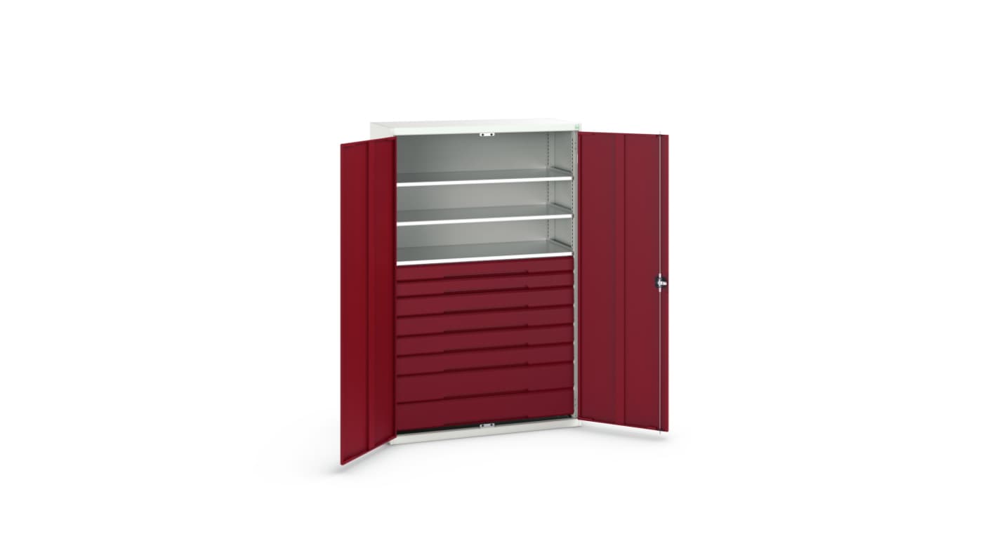 Bott 2 Door, 8 Drawer Sheet Steel Cupboard, 1300 x 550 x 2000mm