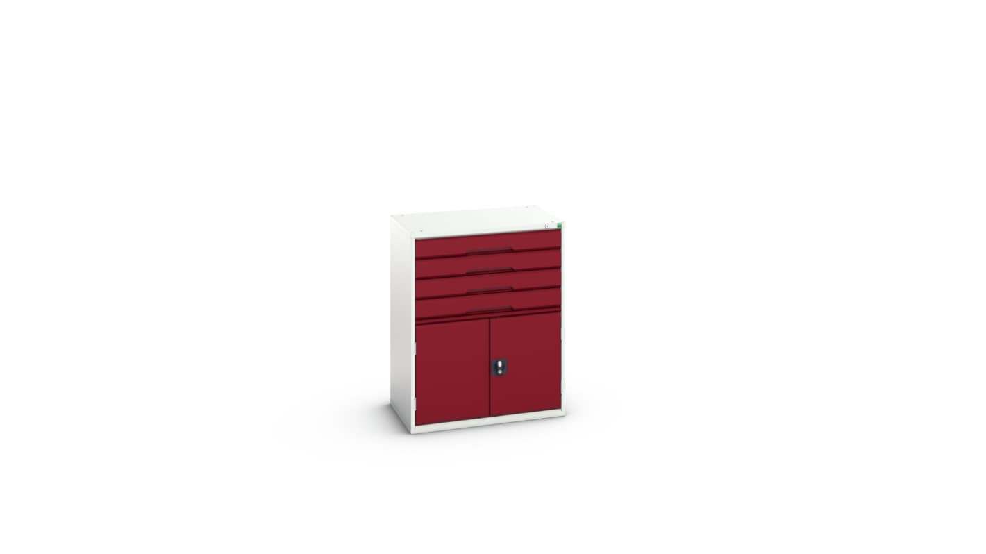 Bott 4 Cabinet, Steel, 1000mm x 800mm x 550mm, Light Grey, Red