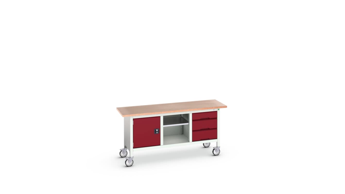 Bott 1 Door, 3 Drawer Sheet Steel Floor Standing Storage Cabinet, 1750 x 600 x 830mm