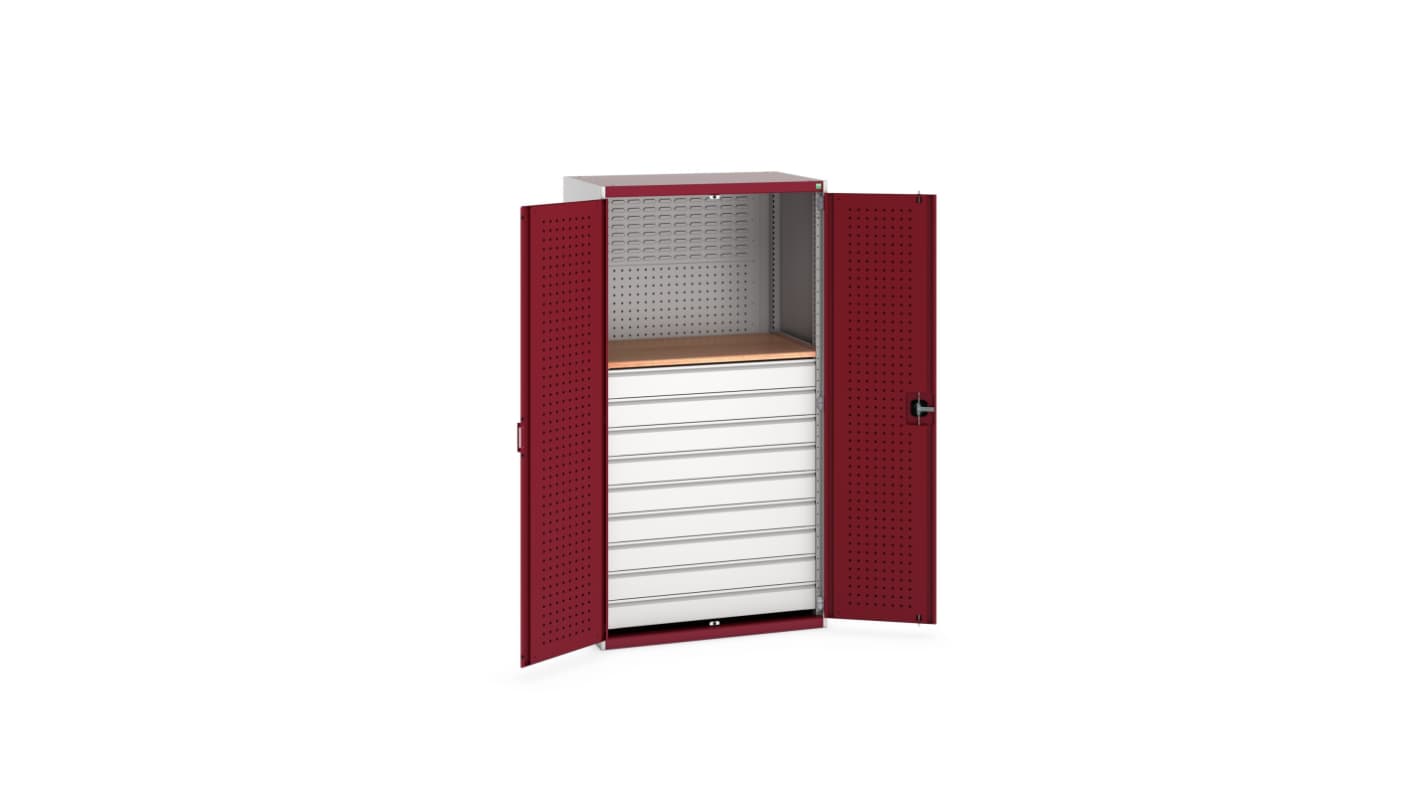 Bott 2 Door, 9 Drawer Sheet Steel Floor Standing Cupboard, 1050 X 650 X 2000mm