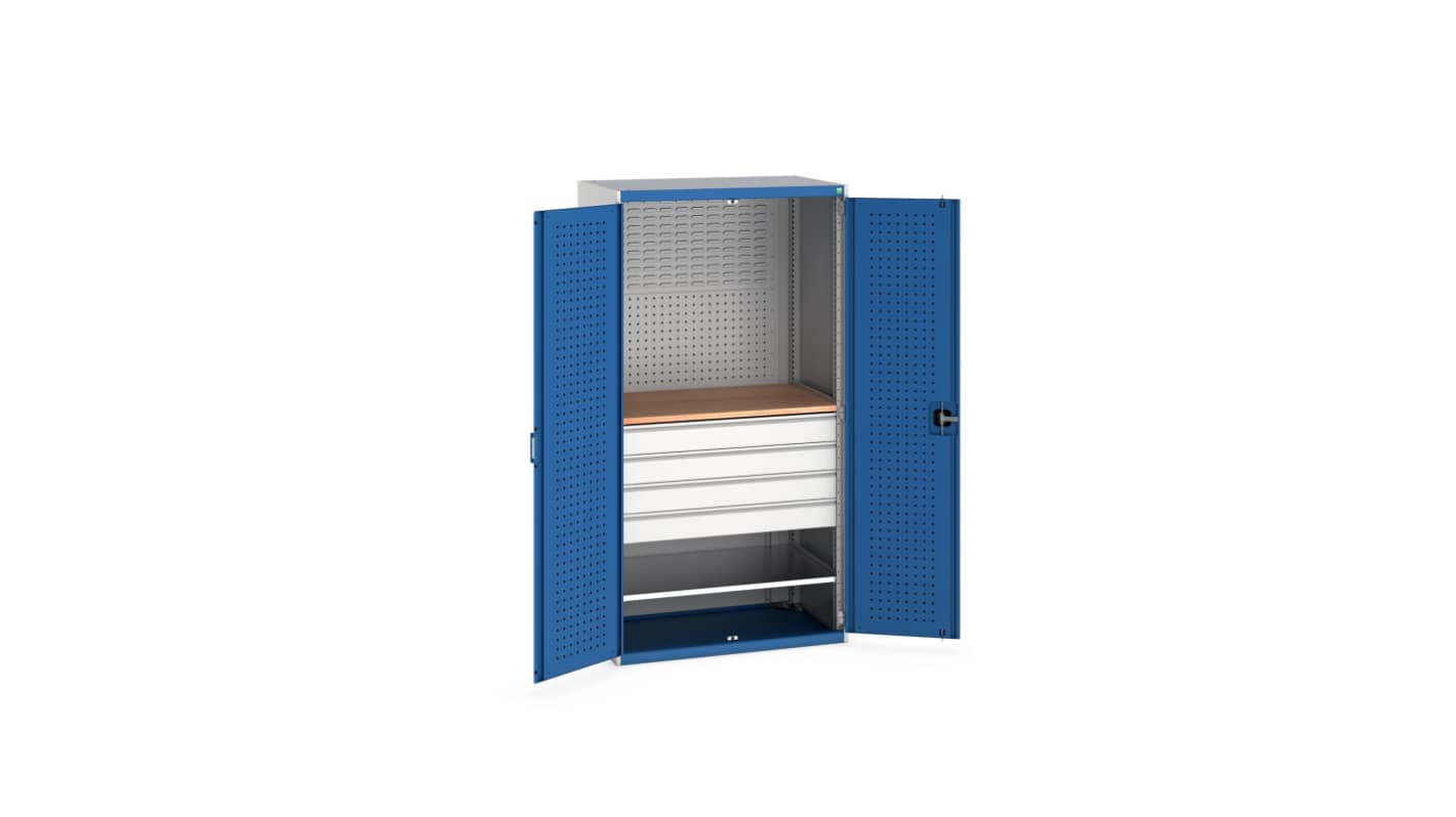 Bott 2 Door, 4 Drawer Sheet Steel Floor Standing Cupboard, 1300 X 650 X 2000mm
