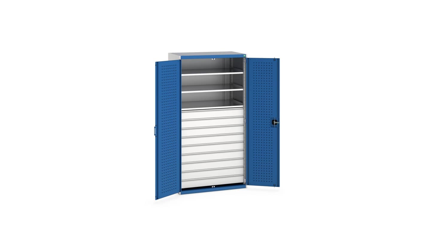 Bott 2 Door, 9 Drawer Sheet Steel Floor Standing Cupboard, 1050 X 650 X 2000mm