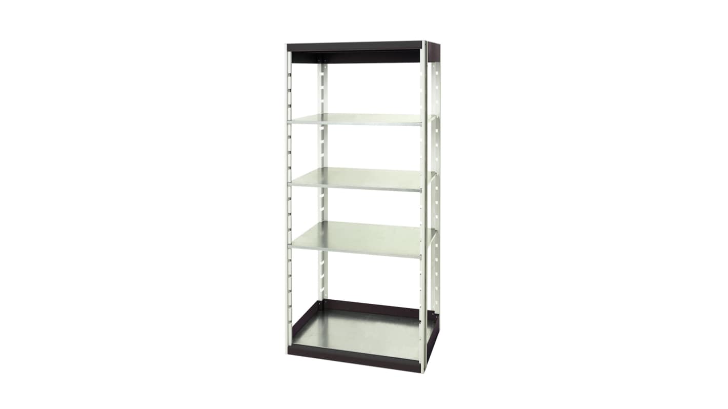 Bott Grey 4 Shelf Sheet Steel Storage Rack System Shelving System Upright Frames, 2000mm x 800mm, 525mm