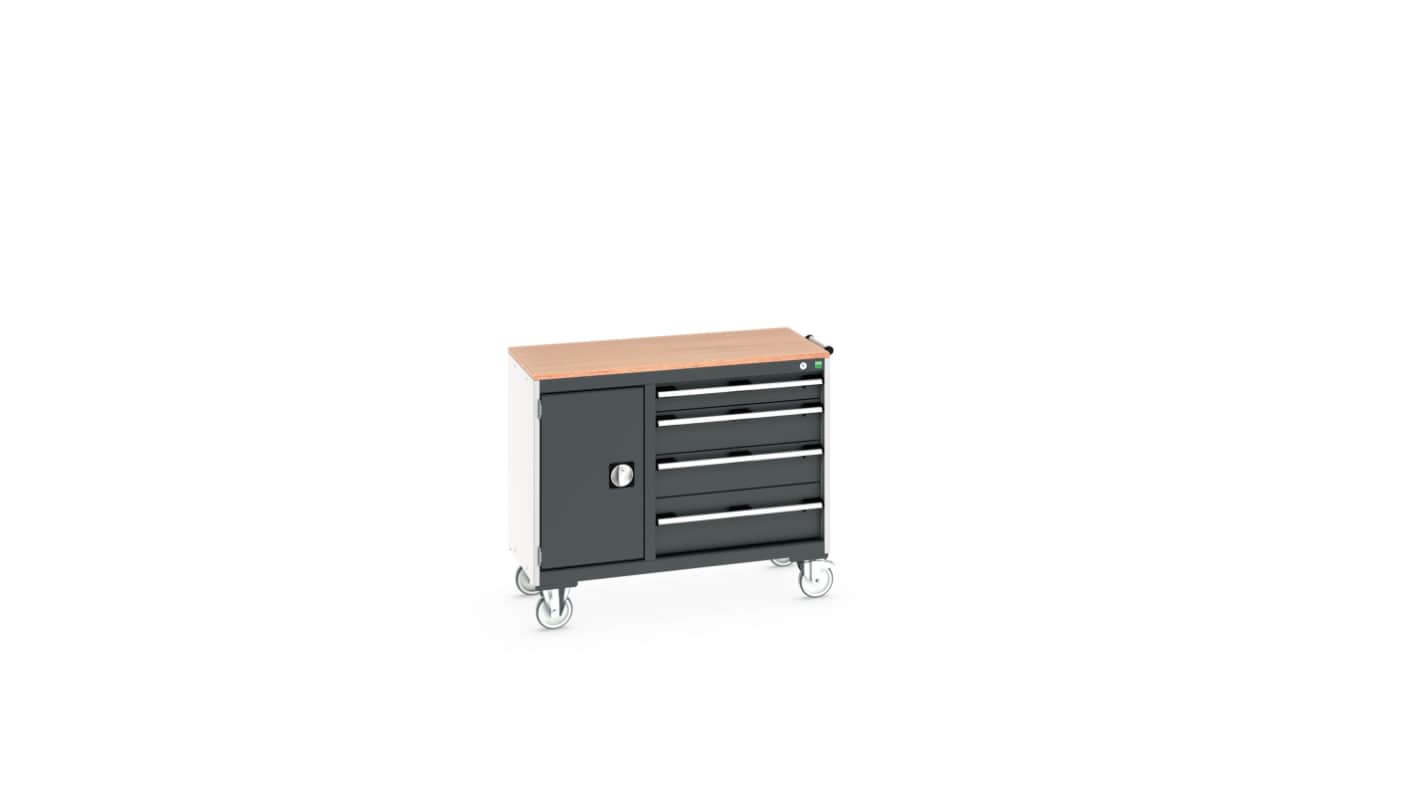 Bott 1 Door, 4 Drawer Sheet Steel Floor Standing Cabinet, 1050 X 525 X 890mm