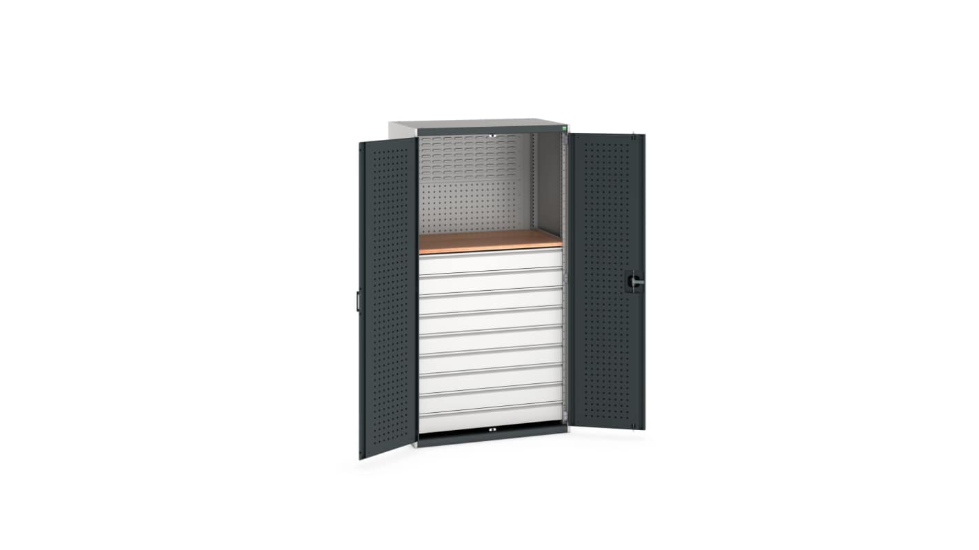 Bott 2 Door, 9 Drawer Sheet Steel Floor Standing Cupboard, 1050 X 650 X 2000mm