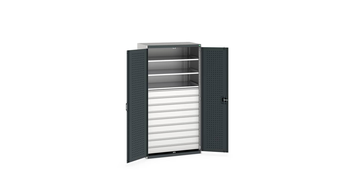 Bott 2 Door, 9 Drawer Sheet Steel Floor Standing Cupboard, 1050 X 650 X 2000mm