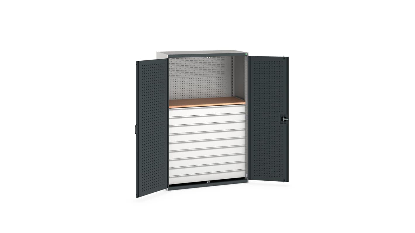 Bott 2 Door, 9 Drawer Sheet Steel Floor Standing Cupboard, 1300 X 650 X 2000mm