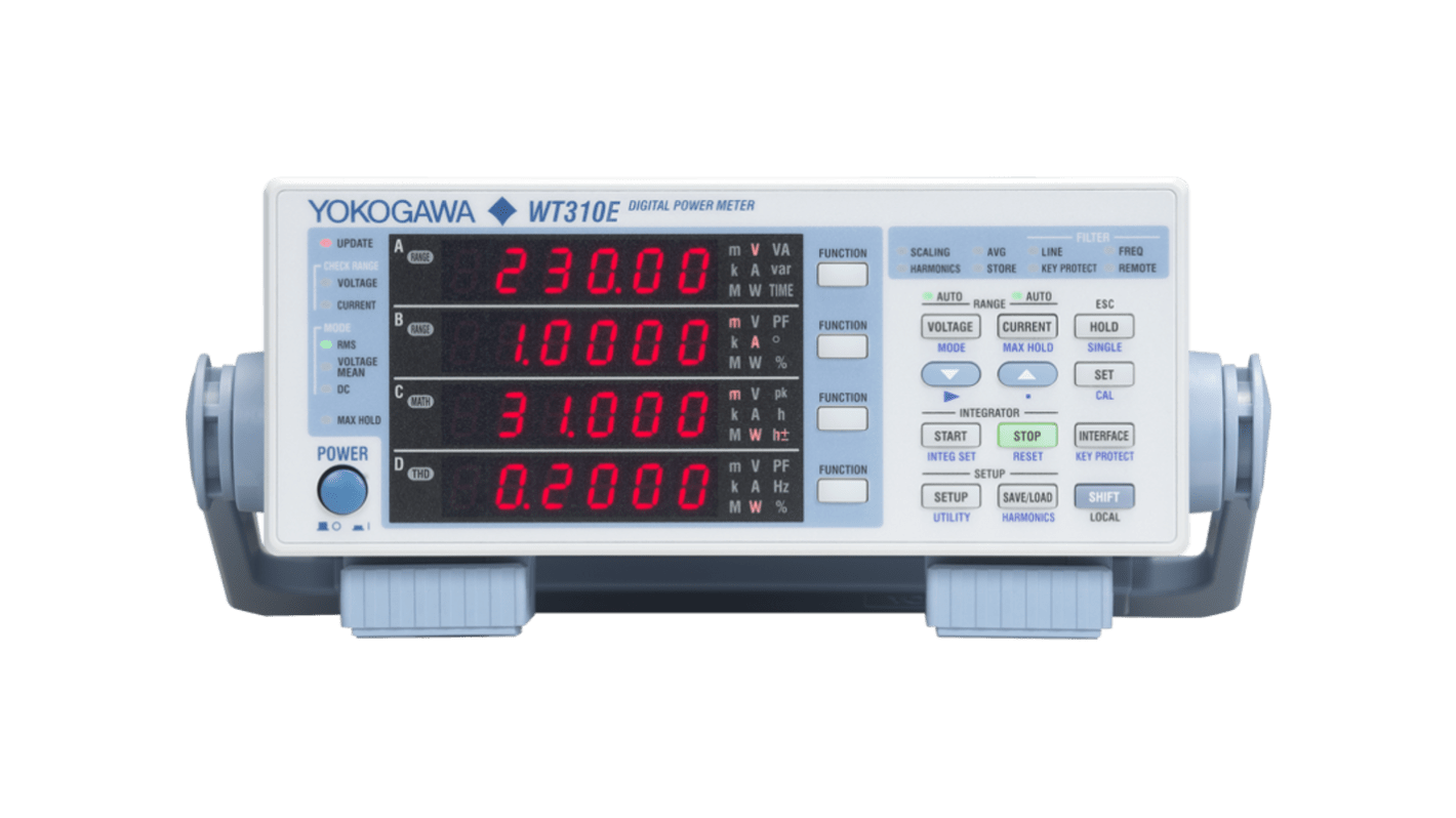 Yokogawa WT310EH-Q-C1/EX2/C7/G5 Power Meter, 24kW max, 40A ac max, 40A dc max, 600V dc max