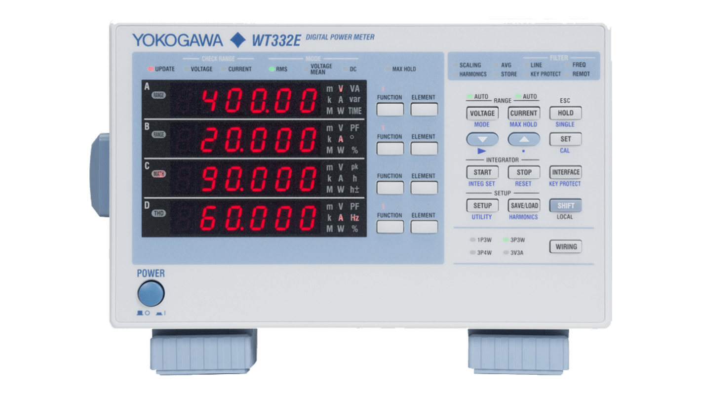 Yokogawa WT332E-Q-C1/EX1/C7 Power Meter, 12kW max, 20A ac max, 20A dc max, 600V dc max