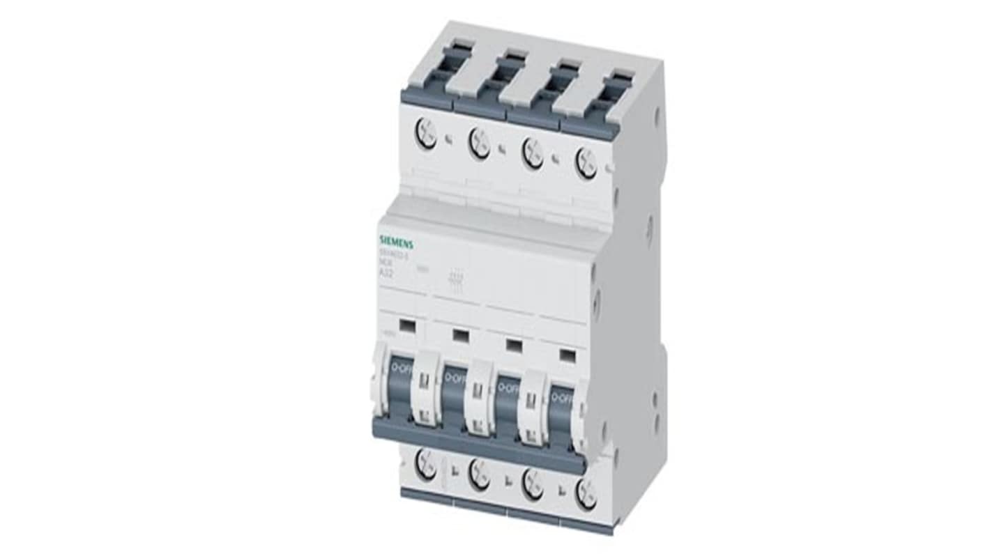 Siemens SENTRON 5SY Circuit Breaker, 3P+N, 32A, Type A, 440V AC, 60V DC, 20 kA Breaking Capacity