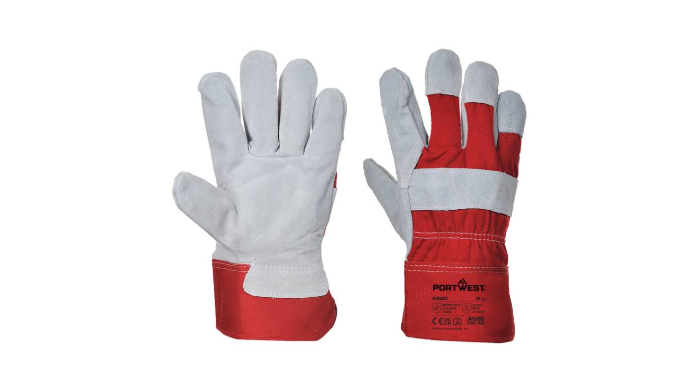 Portwest A220 Green Polyester Construction Work Gloves, Size M, Rubber Coating