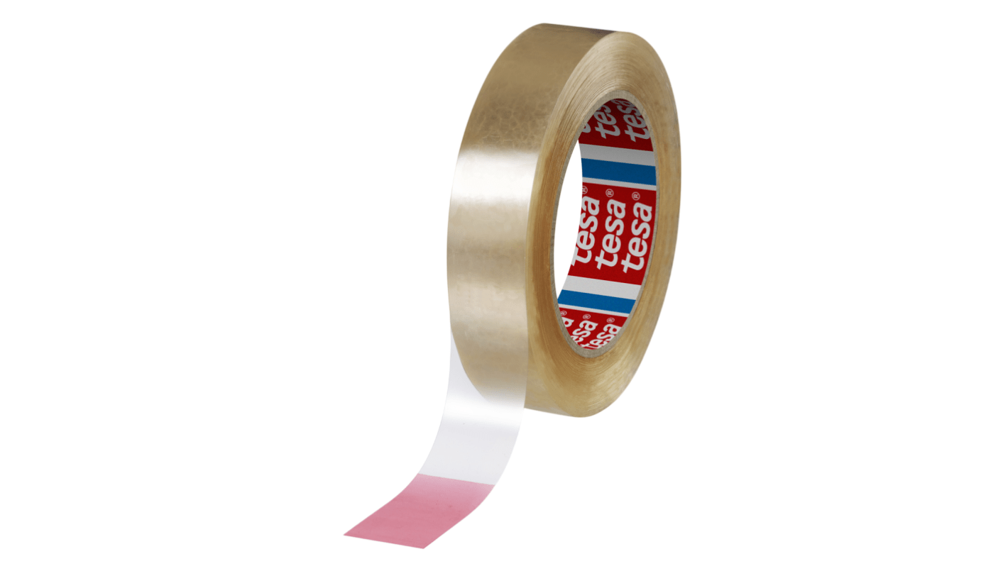 Tesa 51903-00002-00 Transparent Double Sided Tape, 0.086mm Thick, 3 N/cm, PVC Film Backing, 25mm x 66m