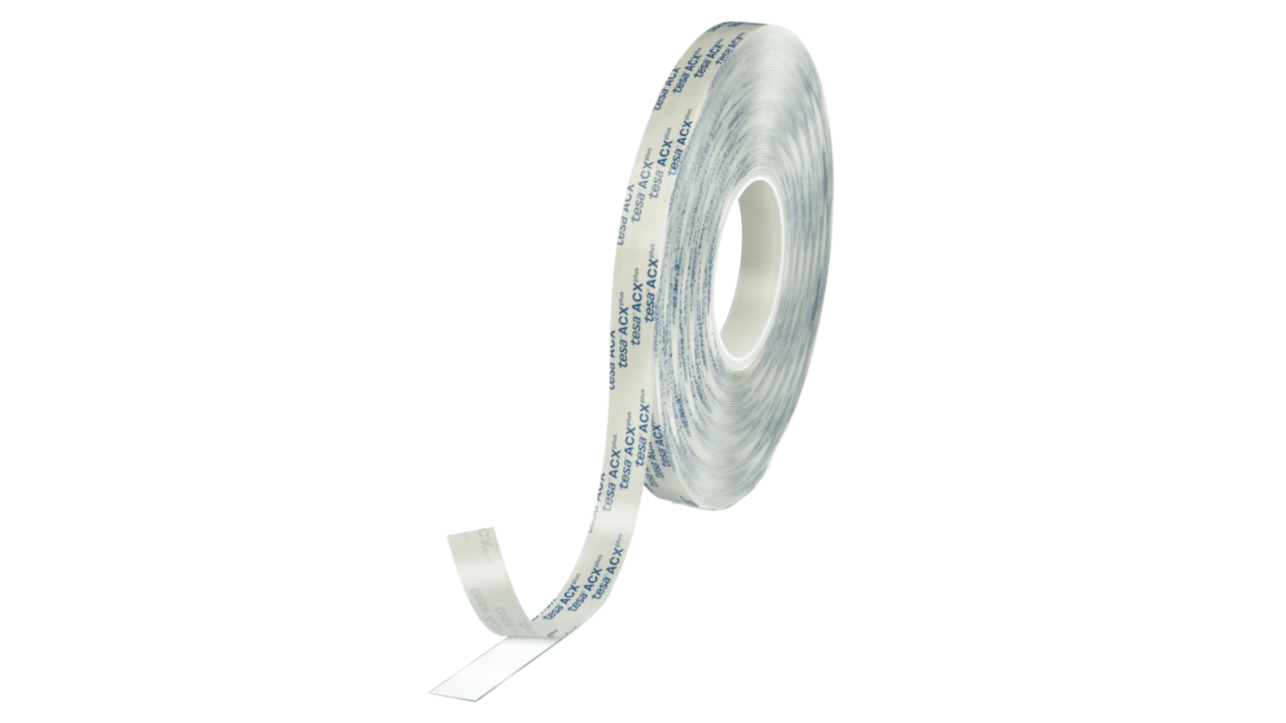 Tesa 07054-00001-48 Transparent Double Sided Tape, 0.5mm Thick, 18 N/cm, Acrylic Backing, 6mm x 25m