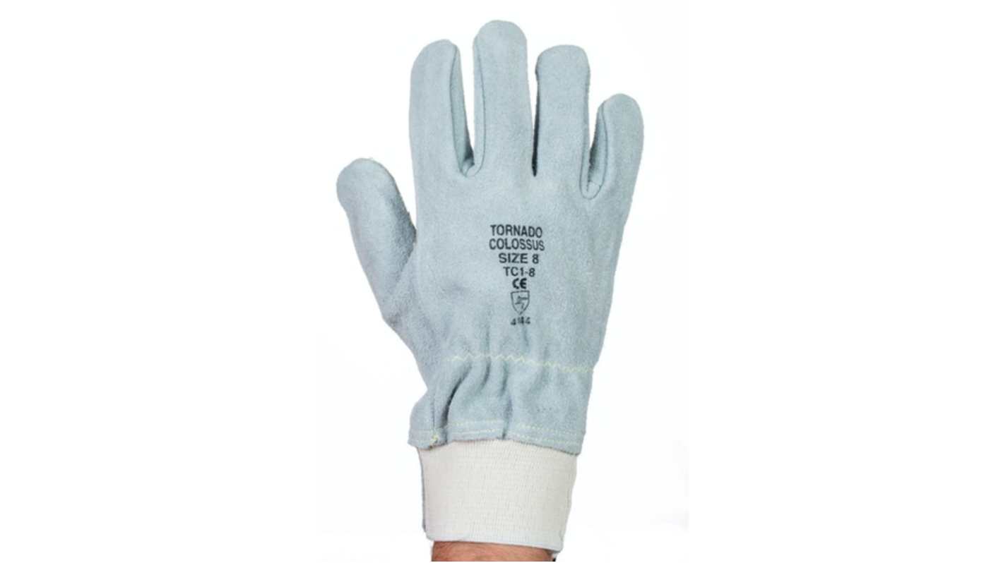 Tornado Colossus Grey Leather Cut Resistant Work Gloves, Size 9, Leather Coating