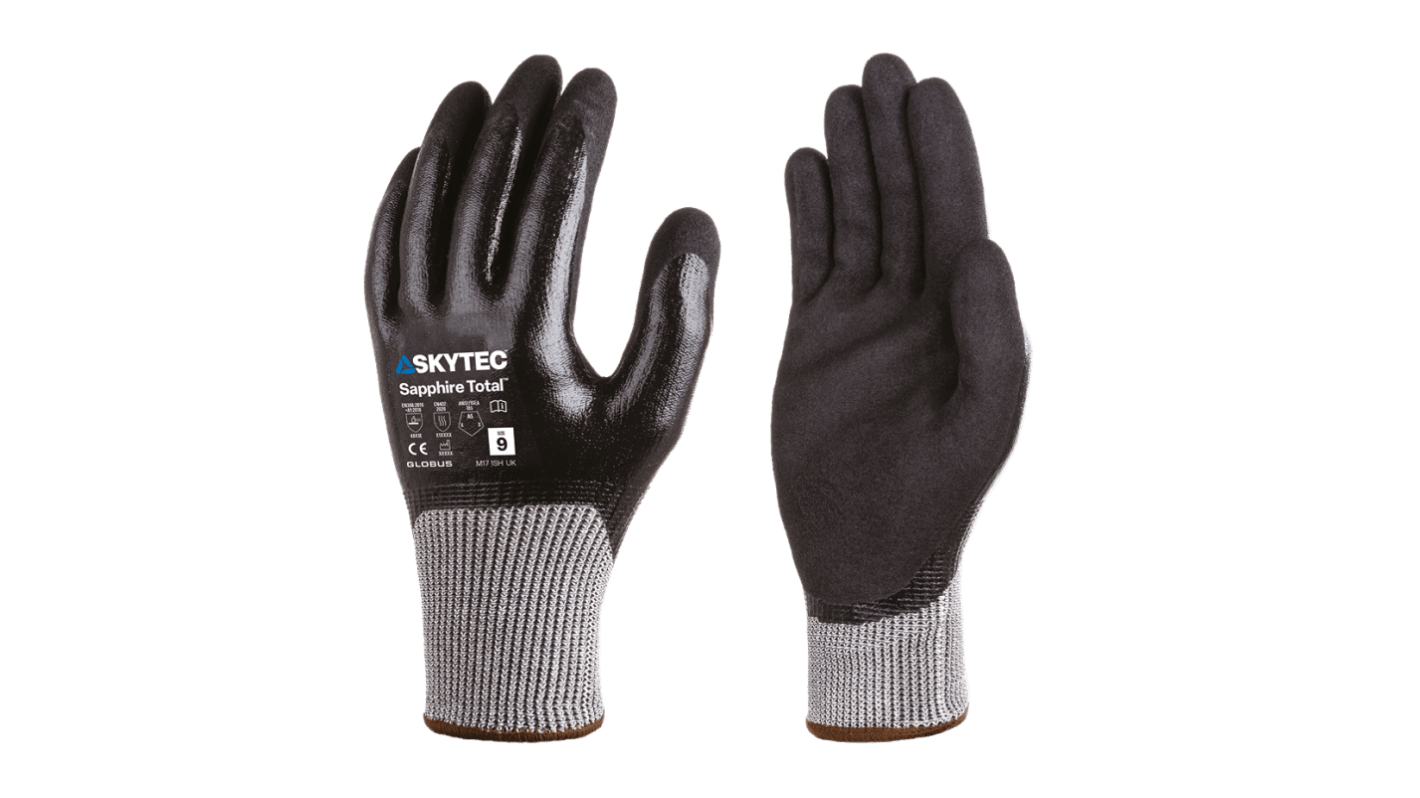 Skytec Sapphire Total Black HPPE, Nylon, Spandex, Stainless Steel Fibre Yarn Abrasion Resistant, Anti-Slip, Cut