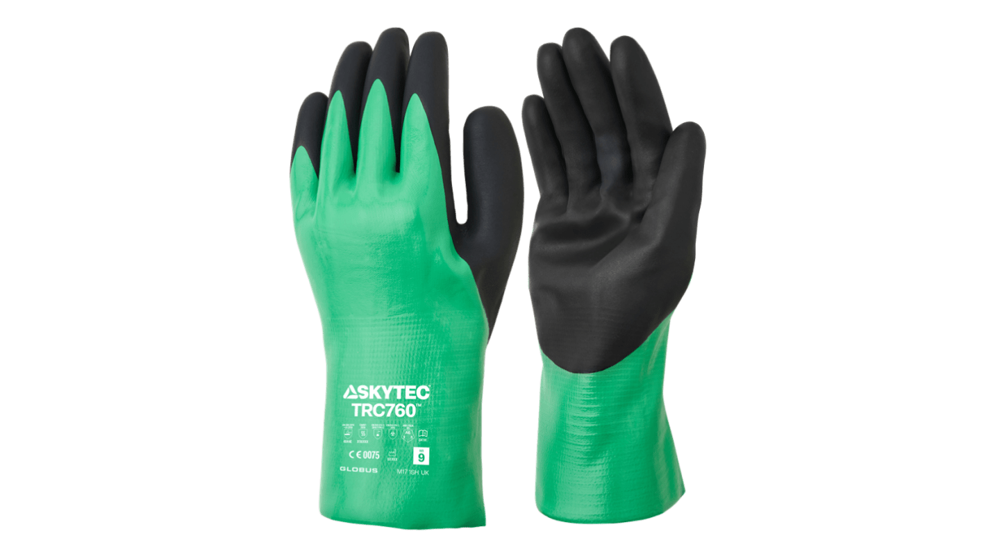 Skytec TRC760 Black, Green HPPE, Polyester, Steel Fibre Abrasion Resistant, Anti-Slip, Cut Resistant, Waterproof Work