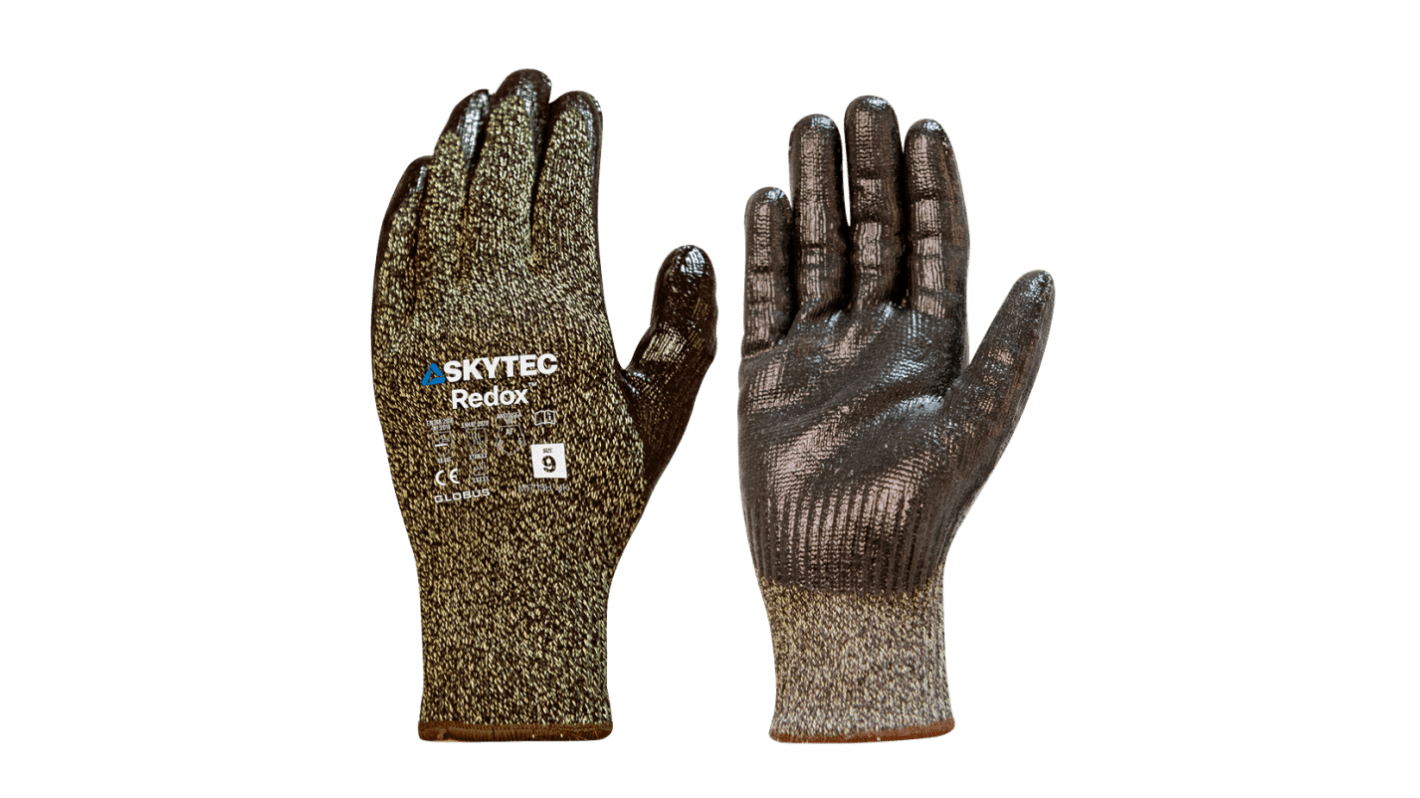 Skytec Redox Black, Yellow 10 Gauge Para-Aramid, Nylon, Steel fibre Cut Resistant, Heat Resistant Work Gloves, Size XL,