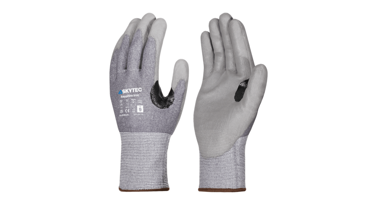 Skytec Sapphire Iron Black, Grey 13 Gauge HPPE, Nylon, Steel Fibre Abrasion Resistant, Cut Resistant Work Gloves, Size