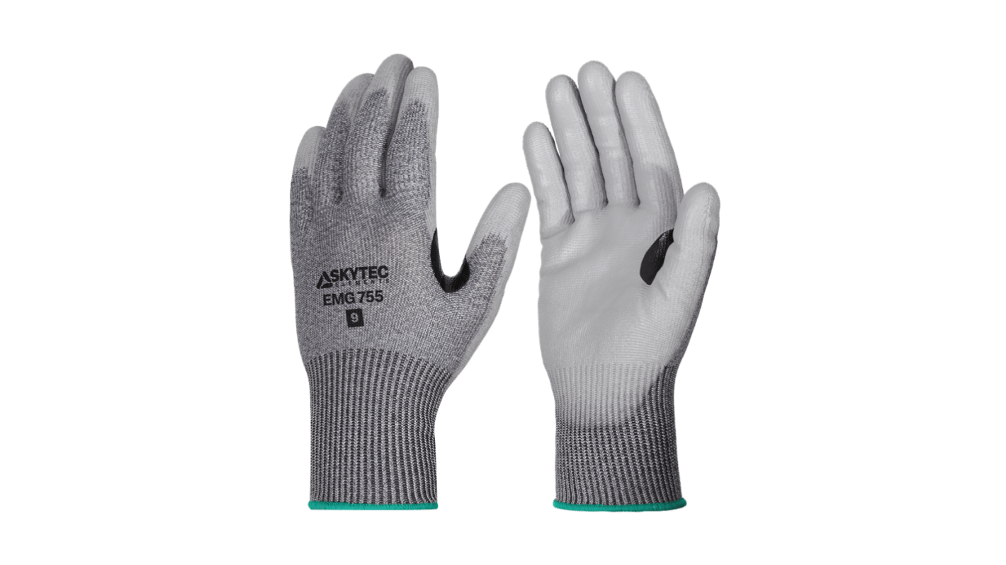 Skytec EMG755 Black, Grey 13 Gauge HPPE, Nylon, Steel Fibre Cut Resistant, Dry Environment, Good Dexterity Work Gloves,