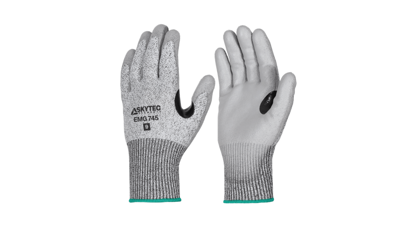 Skytec EMG745 Black, Grey Glass Fibre, HPPE, Nylon Cut Resistant, Dry Environment, Good Dexterity Work Gloves, Size