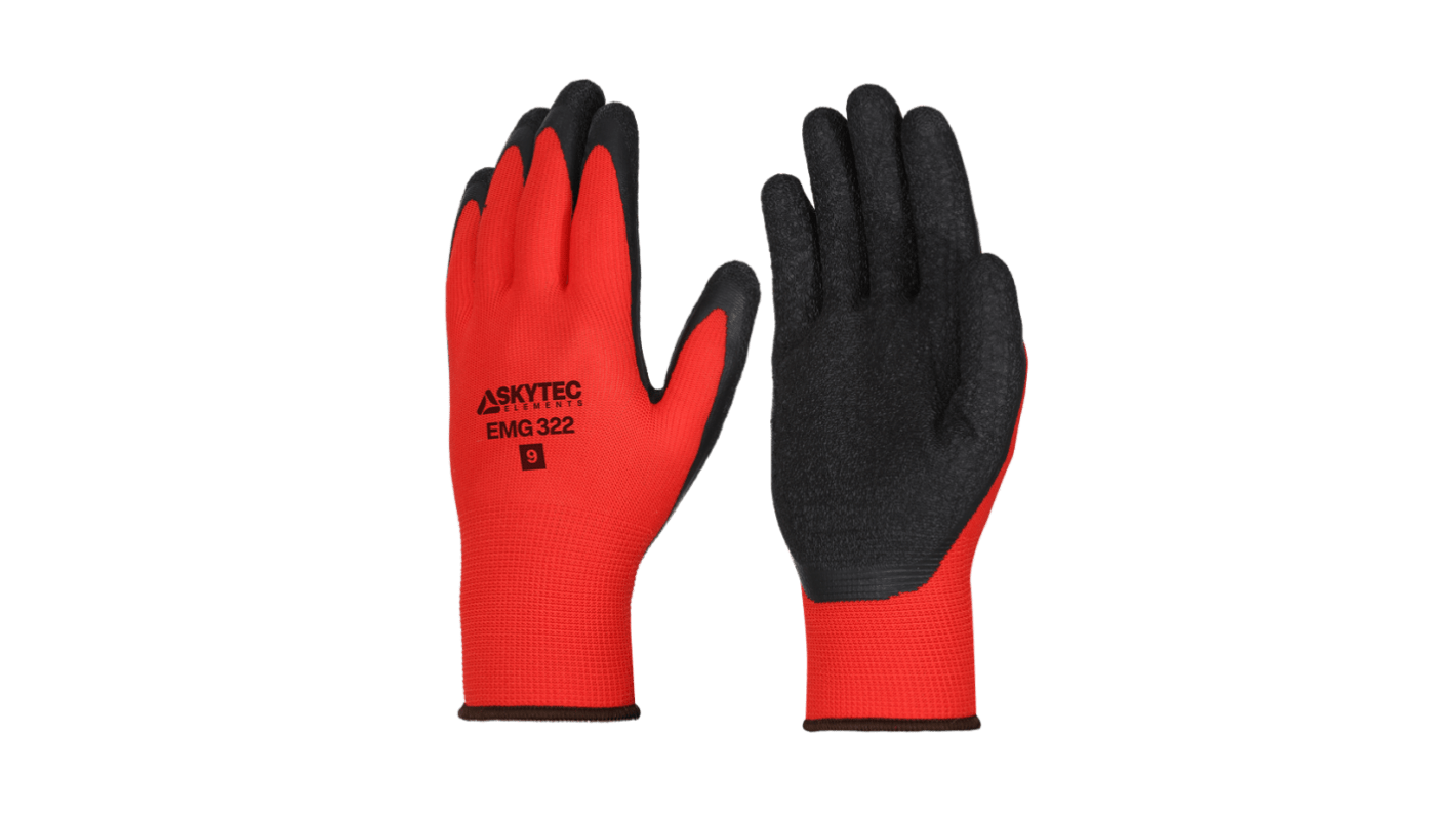 Skytec EMG322 Black/Red Polyester Grip and Abrasion Resistance, Oil Resistant, Wet Resistance Work Gloves, Size XL,