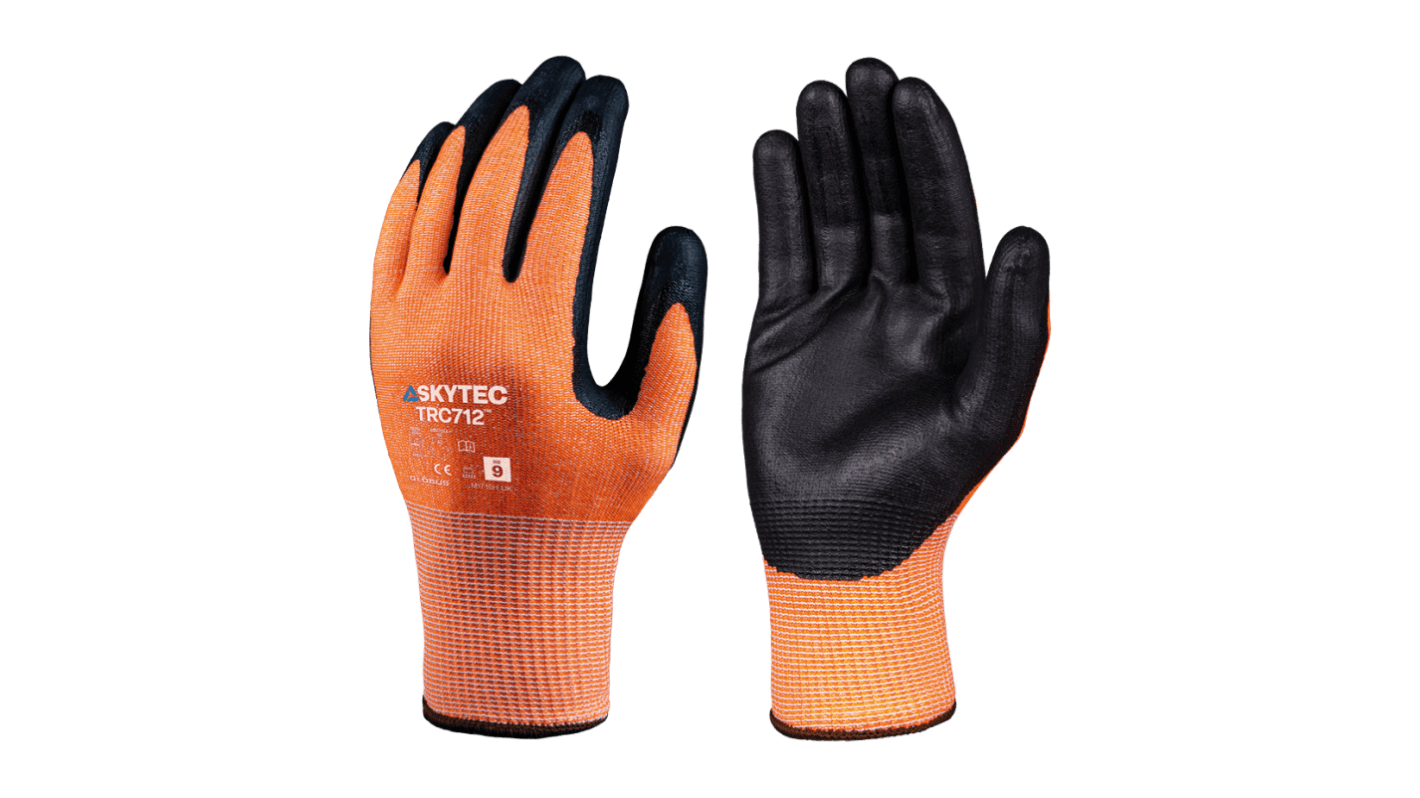 Skytec TRC712 Black, Orange 13 Gauge HPPE, Glass Fibre, Recycled Polyester Abrasion Resistant, Cut Resistant Work