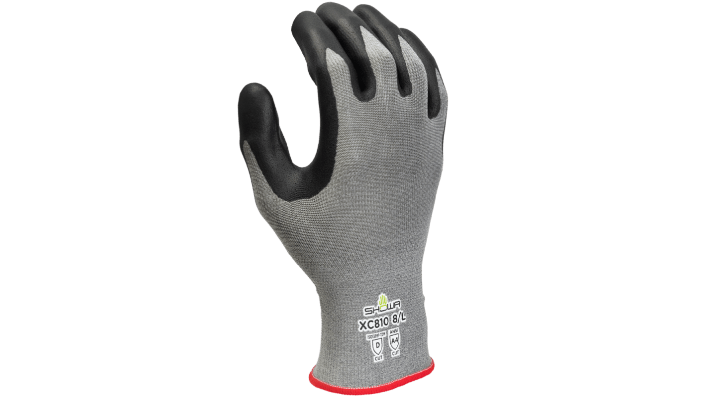 Showa XC810 Black, White HPPE Abrasion Resistant, Cut Resistant Work Gloves, Size Small, Microporous Nitrile Coating