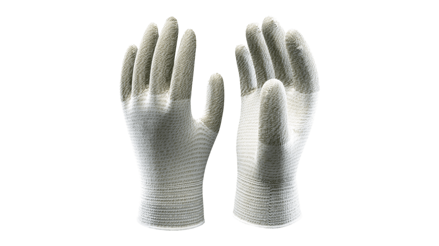 Showa A0150 Grey, White Acrylic, Nylon (Liner) Anti-Static Work Gloves, Size Large, Uncoated Coating