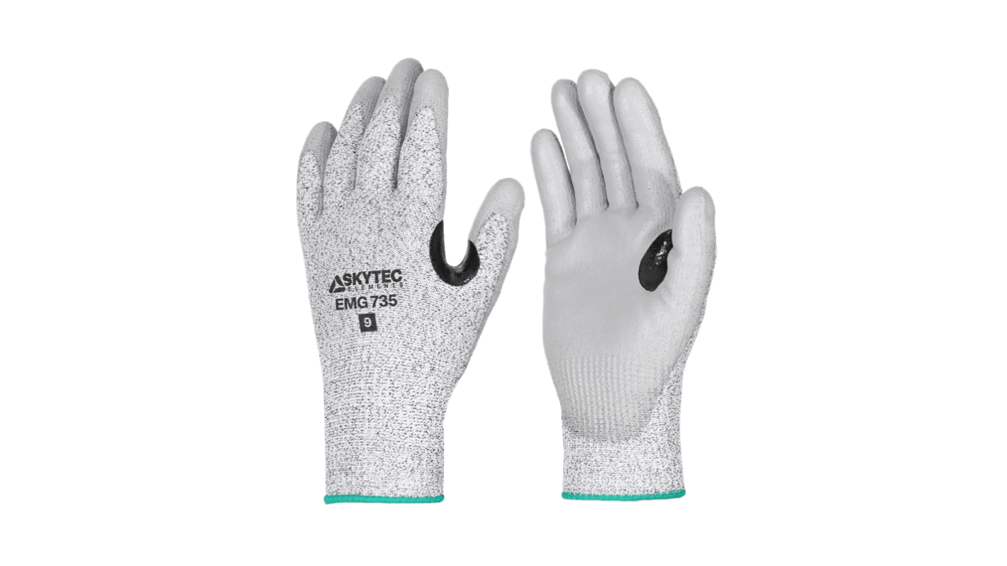 Skytec EMG735 Black, Grey Glass Fibre, HPPE, Nylon Cut Resistant, Dry Environment, Good Dexterity Work Gloves, Size