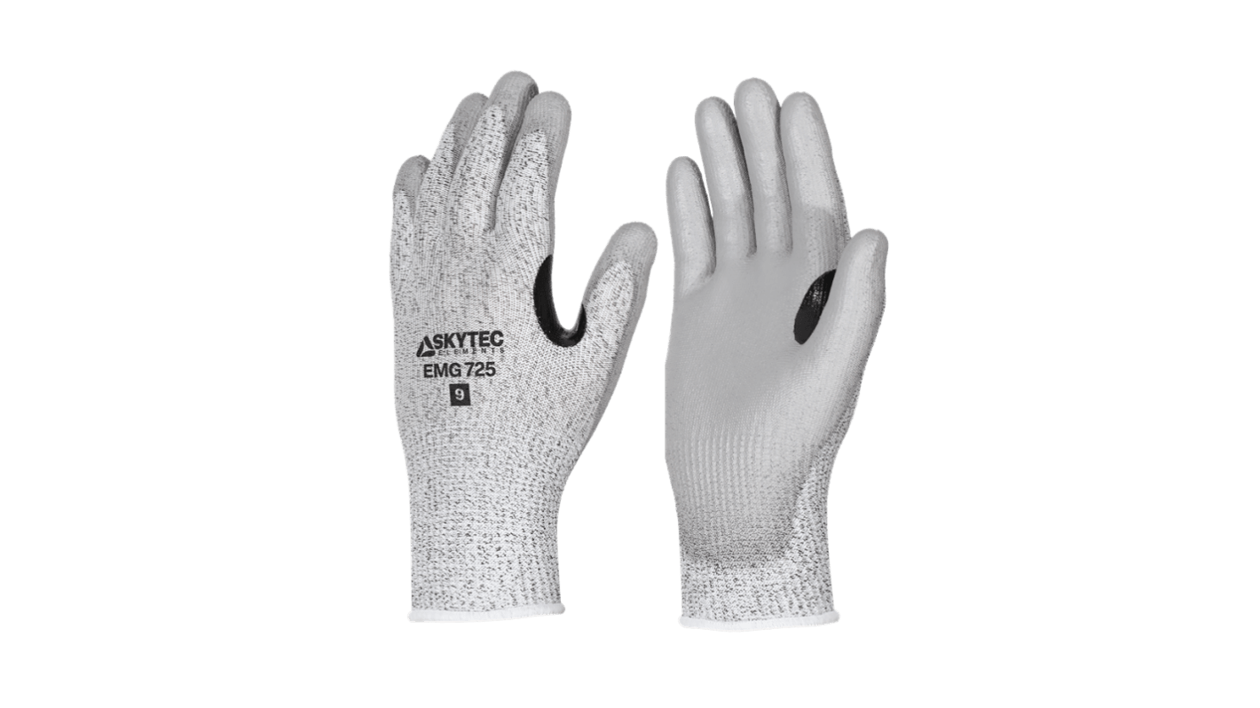 Skytec EMG725 Black, Grey 13 Gauge HPPE, Nylon Cut Resistant, Dry Environment, Good Dexterity Work Gloves, Size 12,