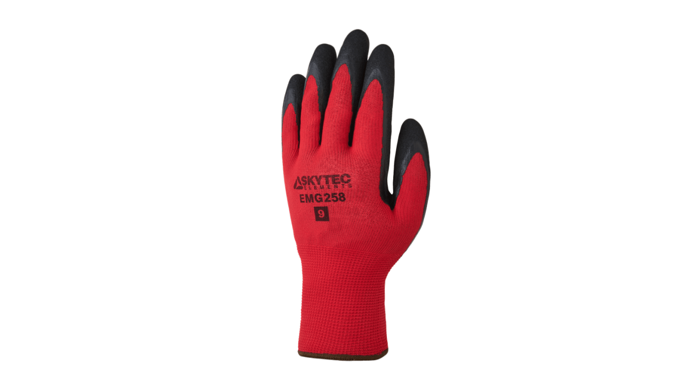 Skytec EMG258 Black/Red Polyester Grip and Abrasion Resistance, Oil Resistant, Wet Resistance Work Gloves, Size Extra