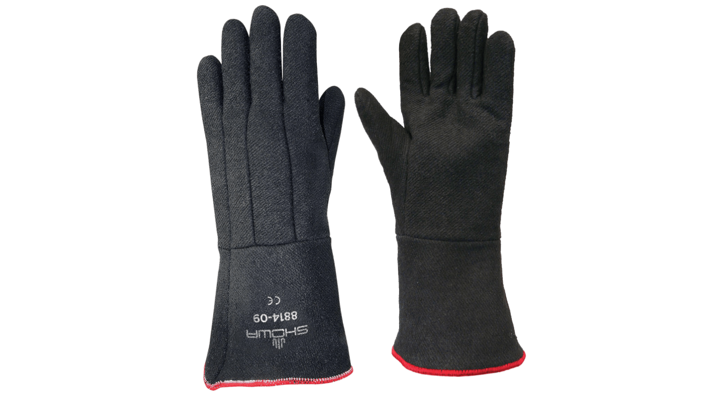 Showa 8814 Black Cotton, Polyester Heat Resistant Work Gloves, Size Small, Neoprene Coating
