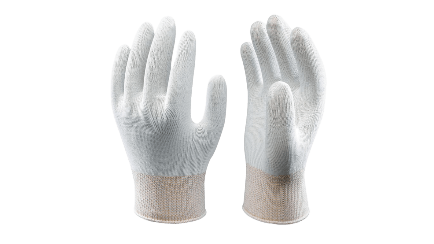 Showa B0610 White Nylon Good Dexterity Work Gloves, Size Large, Uncoated Coating
