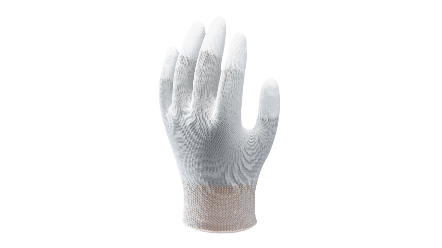 Showa BO600 White Nylon Extra Grip, Good Dexterity Work Gloves, Size Medium, Polyurethane Coating