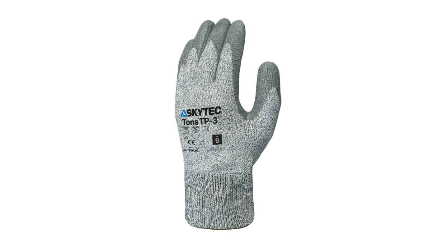 Skytec Tons TP-3 Grey 13 Gauge HPPE, Nylon Abrasion Resistant, Cut Resistant Work Gloves, Size Extra Small,