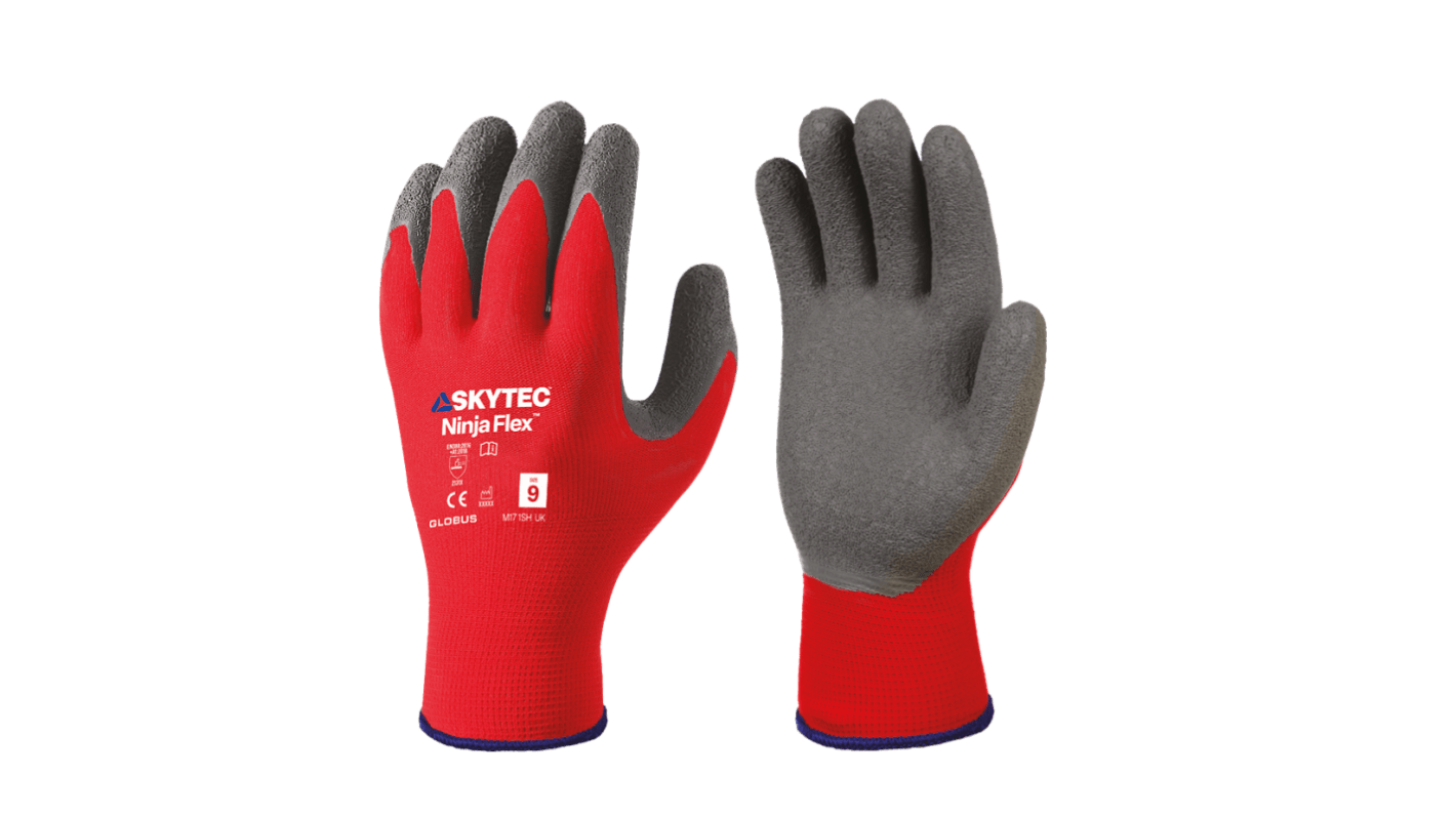 Skytec Ninja Flex Grey, Red Nylon Abrasion Resistant, Dry Environment, Good Dexterity, Tear Resistant Work Gloves, Size