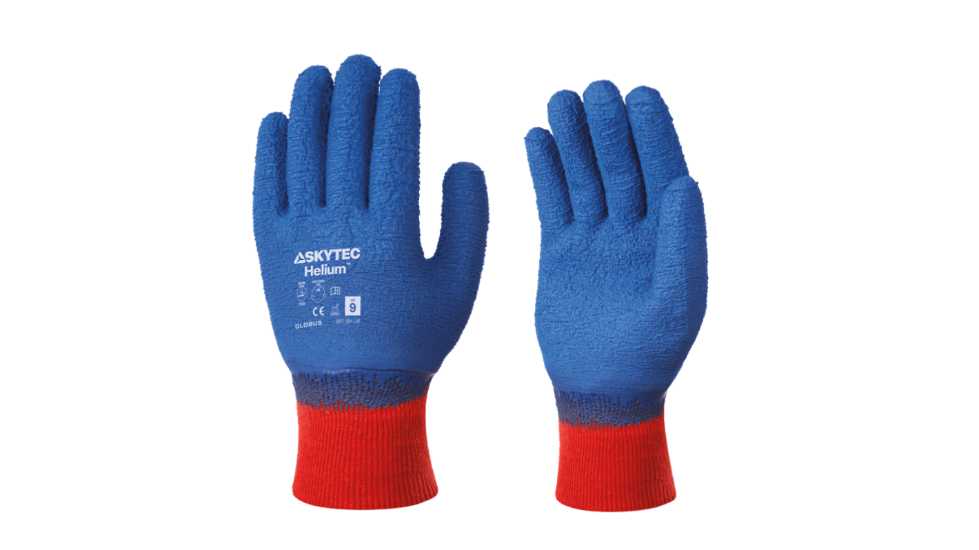 Skytec Helium Blue, Red Cotton Abrasion Resistant, Extra Grip Work Gloves, Size XXL, Latex Coating