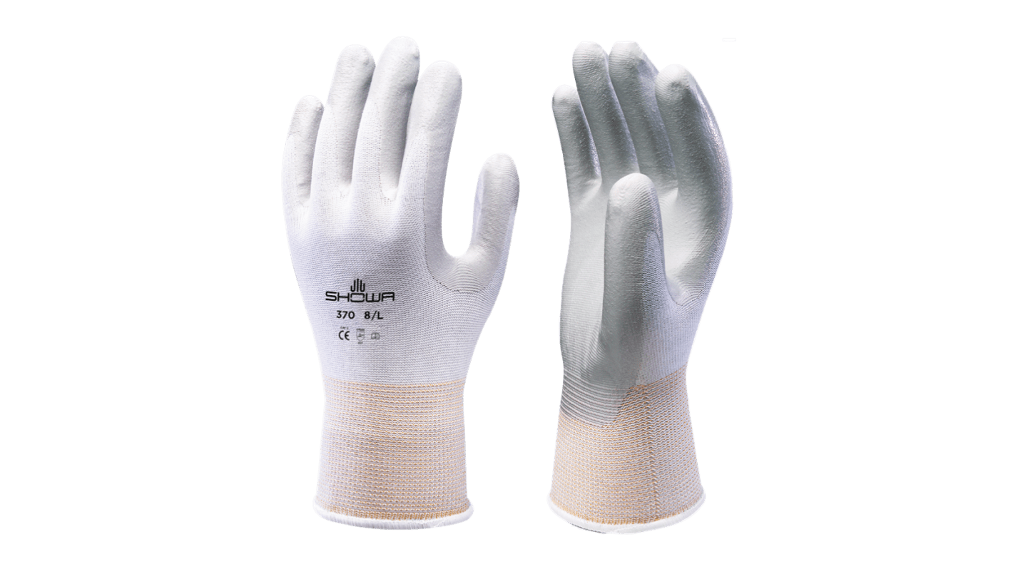 Showa 370 NBR Grey, White Nylon Abrasion Resistant, Anti-Slip, General Purpose, Good Dexterity, Tear Resistant Work