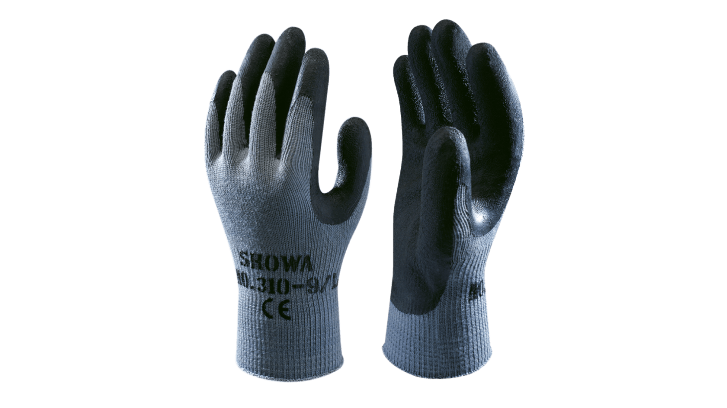 Showa 310 Black Black, Grey Cotton, Polyester Abrasion Resistant, Dry Environment, Good Dexterity, Tear Resistant Work