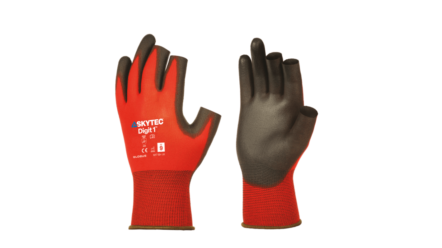 Skytec Skytec Digit 1 Black/Red Nylon Abrasion Resistant, Tear Resistant Work Gloves, Size Extra Small, Polyurethane