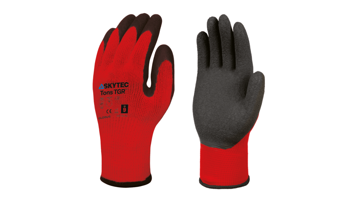 Skytec Tons Red Black/Red Polyester Abrasion Resistant, Extra Grip Work Gloves, Size XXL, Latex Coating