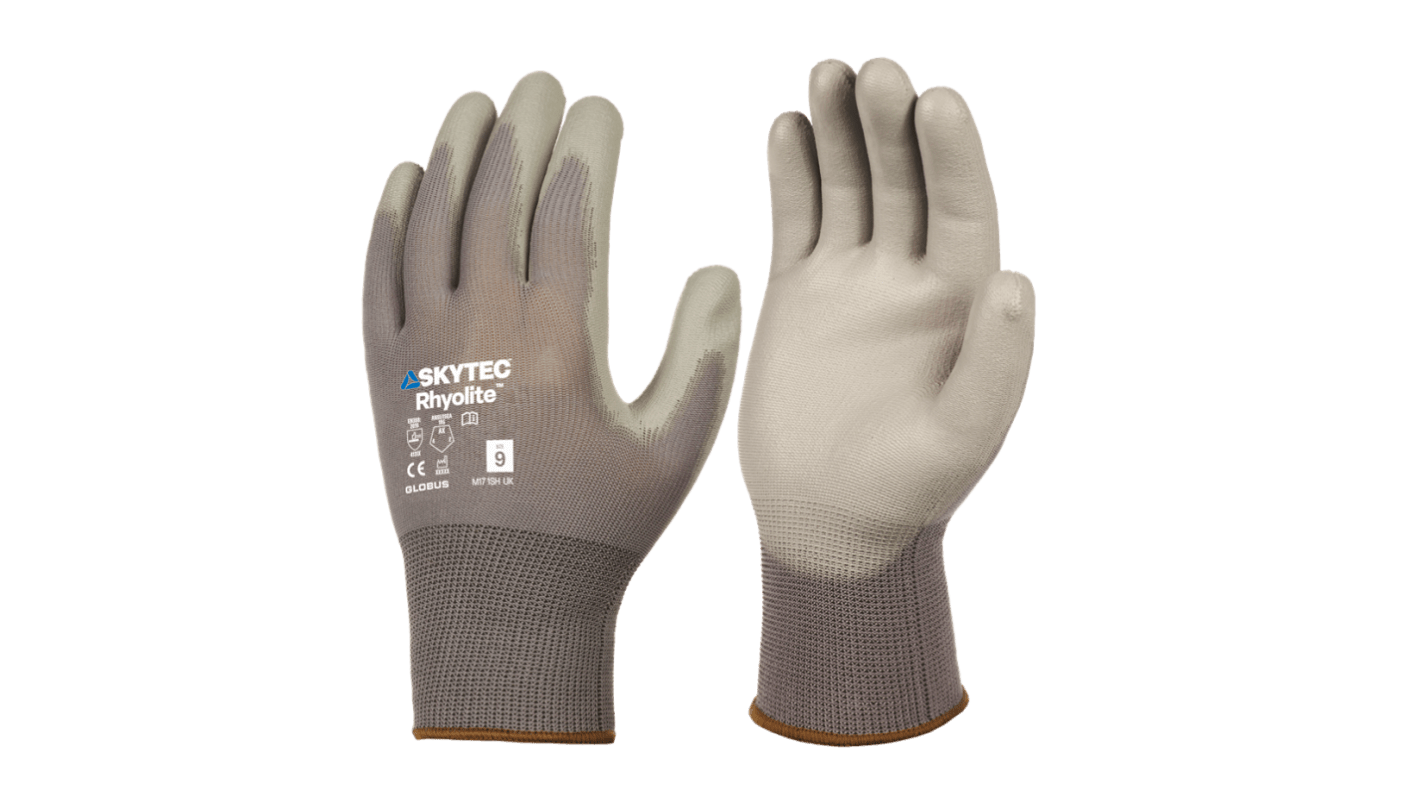 Skytec Rhyolite Grey Nylon Abrasion Resistant, Extra Grip Work Gloves, Size XL, Polyurethane Coating