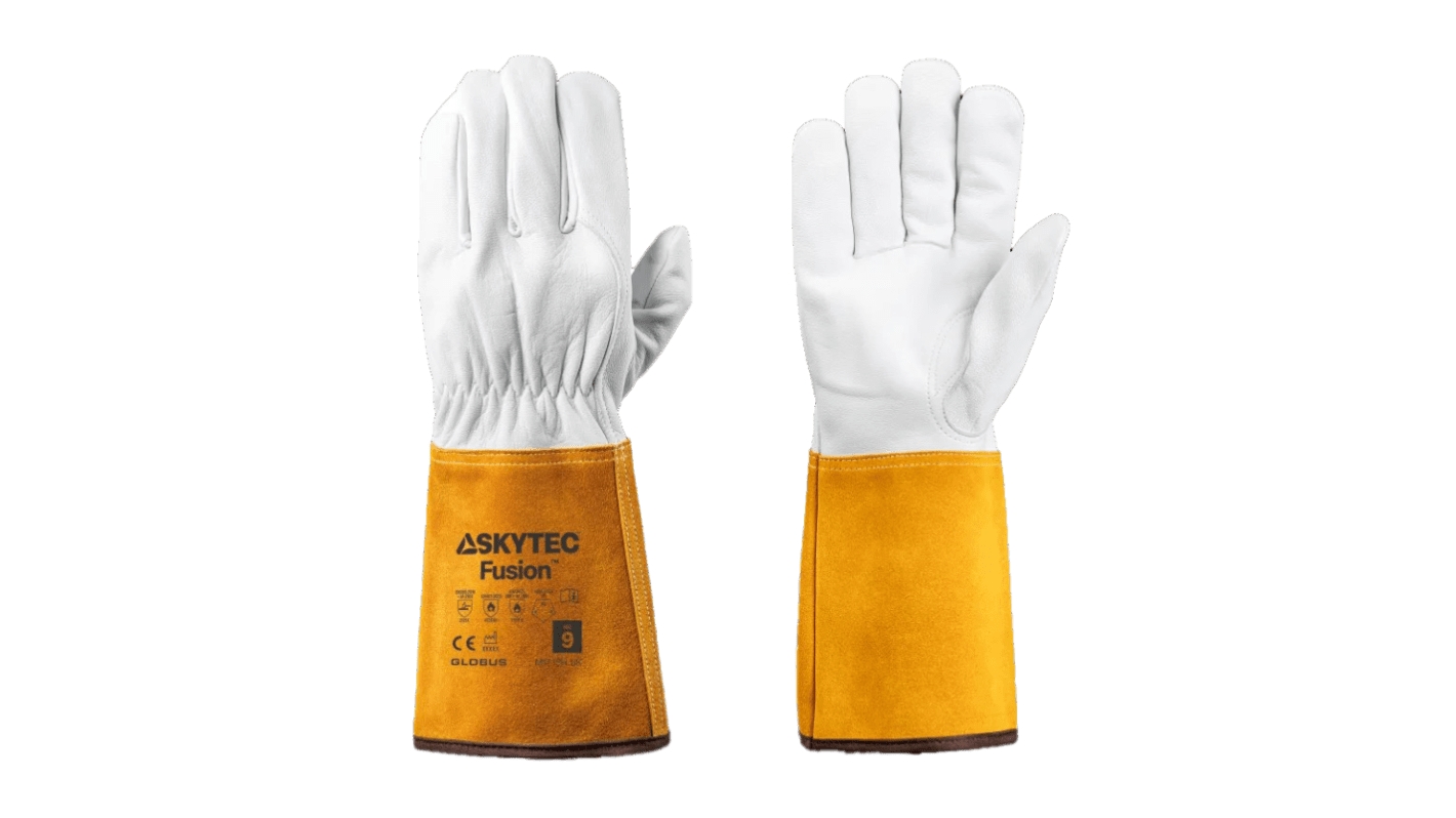 Skytec Fusion Beige, Brown Cowhide Leather, Goatskin Leather Heat Resistant Work Gloves, Size XL, Uncoated Coating