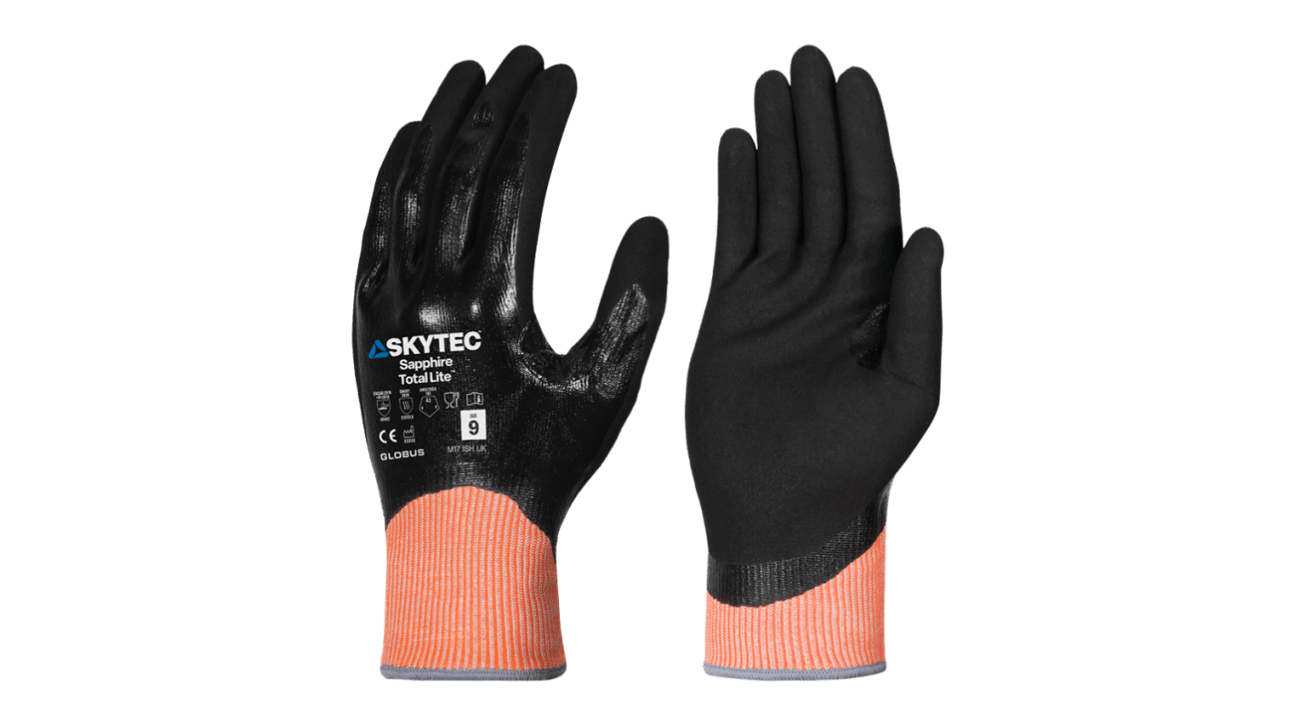 Skytec Sapphire Total Lite Black Glass Fiber, HPPE, Nylon, Spandex (Liner) Abrasion Resistant, Cut Resistant Work
