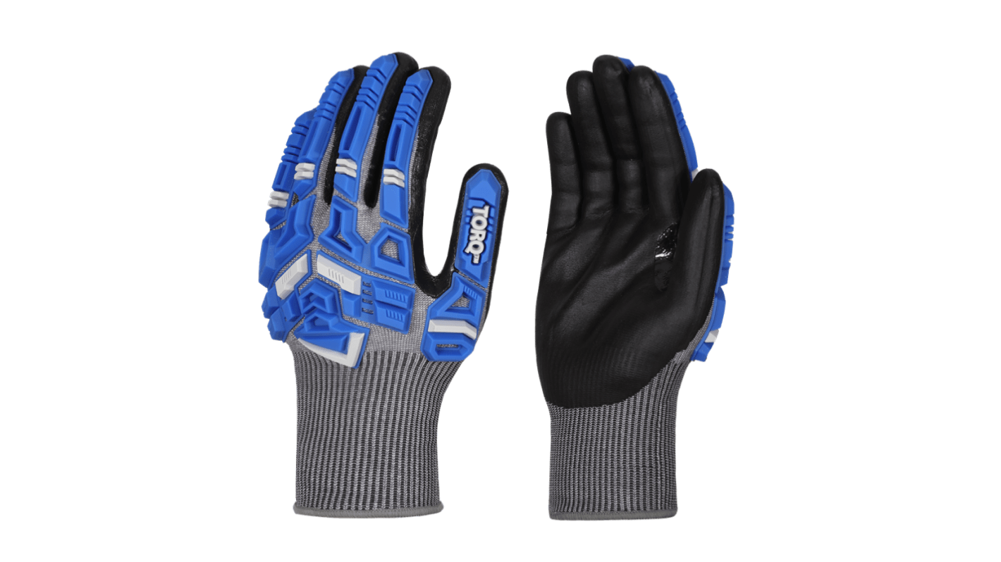 Skytec Torq Solano Black, Grey 15 Gauge HPPE, Nylon, Steel Fibre Cut Resistant, Impact Protection Work Gloves, Size