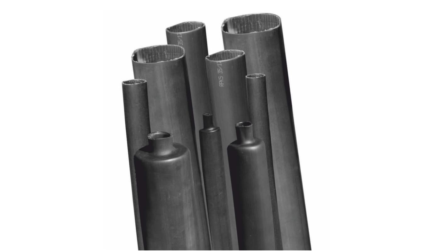 RS PRO Halogen Free Heat Shrink Tube, Black 52mm Sleeve Dia. x 100mm Length 4:1 Ratio